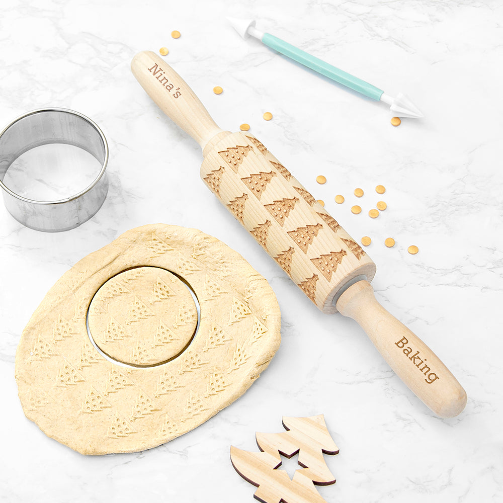 Personalised Kids Embossed Christmas Tree Rolling Pin