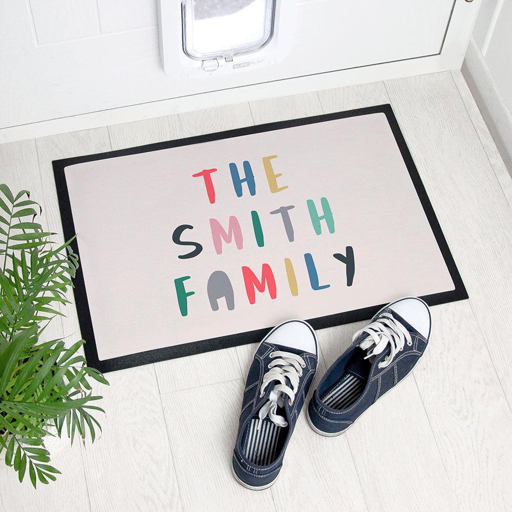 Personalised Colourful Message Indoor Doormat