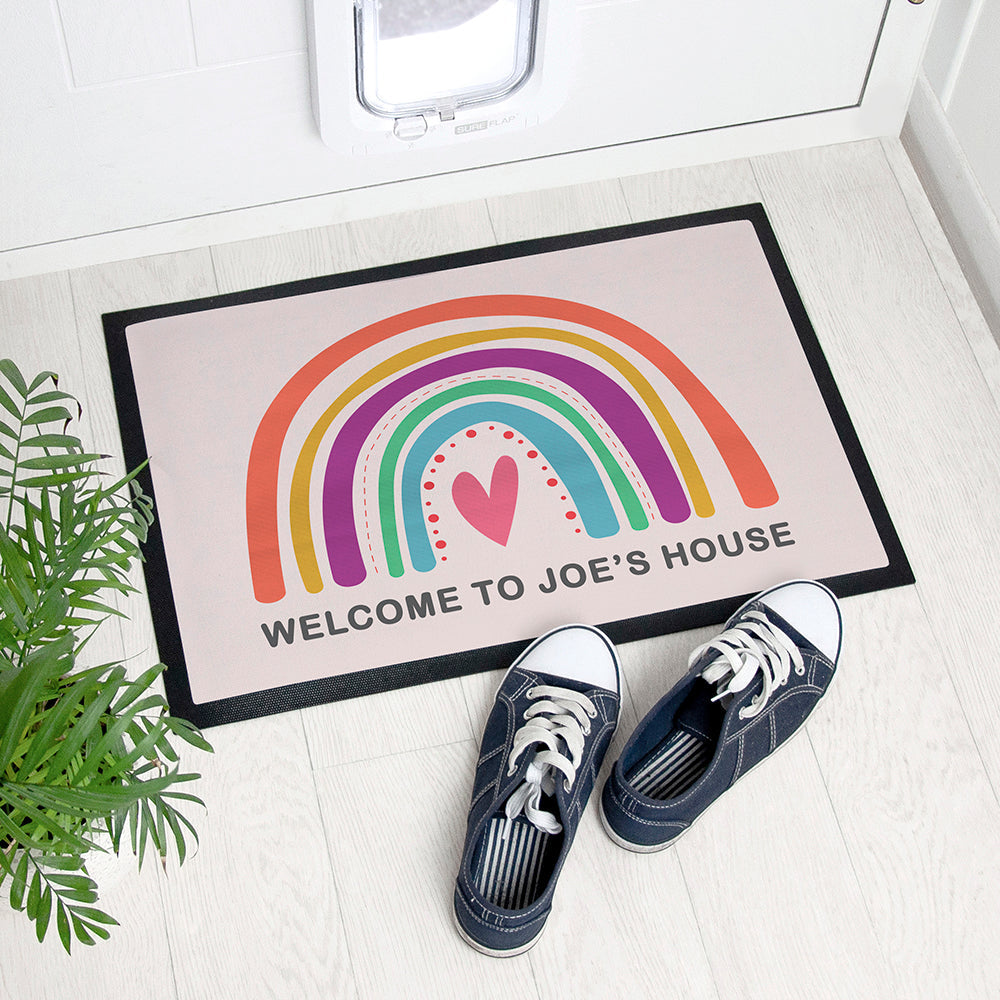 Personalised Bright Rainbow Indoor Doormat