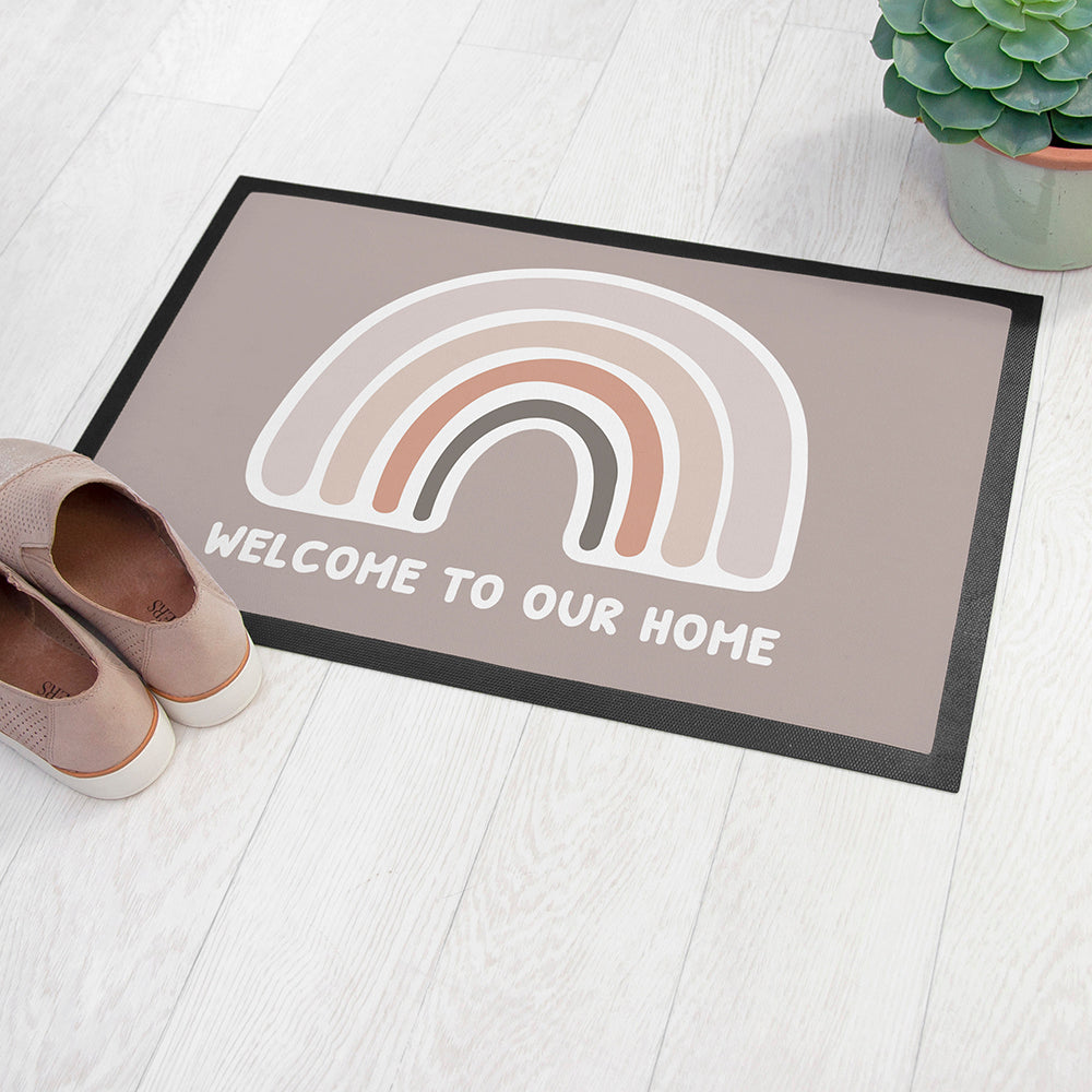 Personalised Neutral Rainbow Indoor Doormat