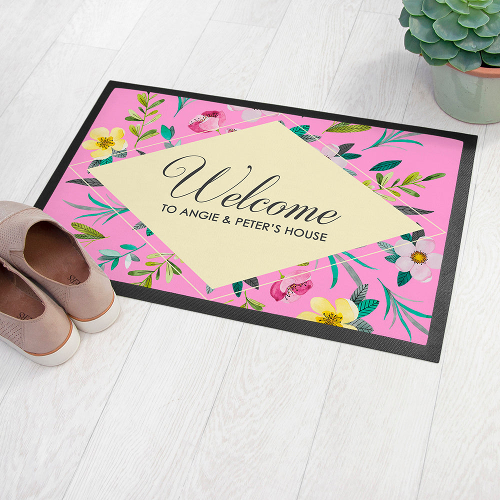 Personalised Floral Indoor Doormat