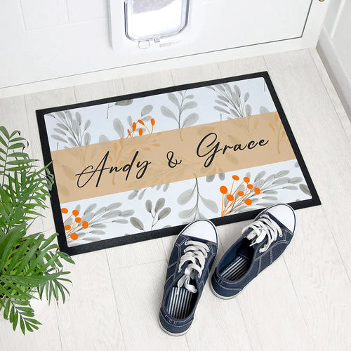 Personalised Botanical Pattern Indoor Doormat Spesh Gifts