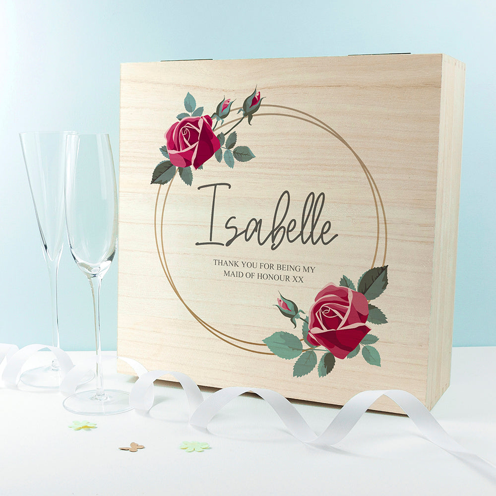 Personalised Floral Bridesmaid Large Keepsake Box