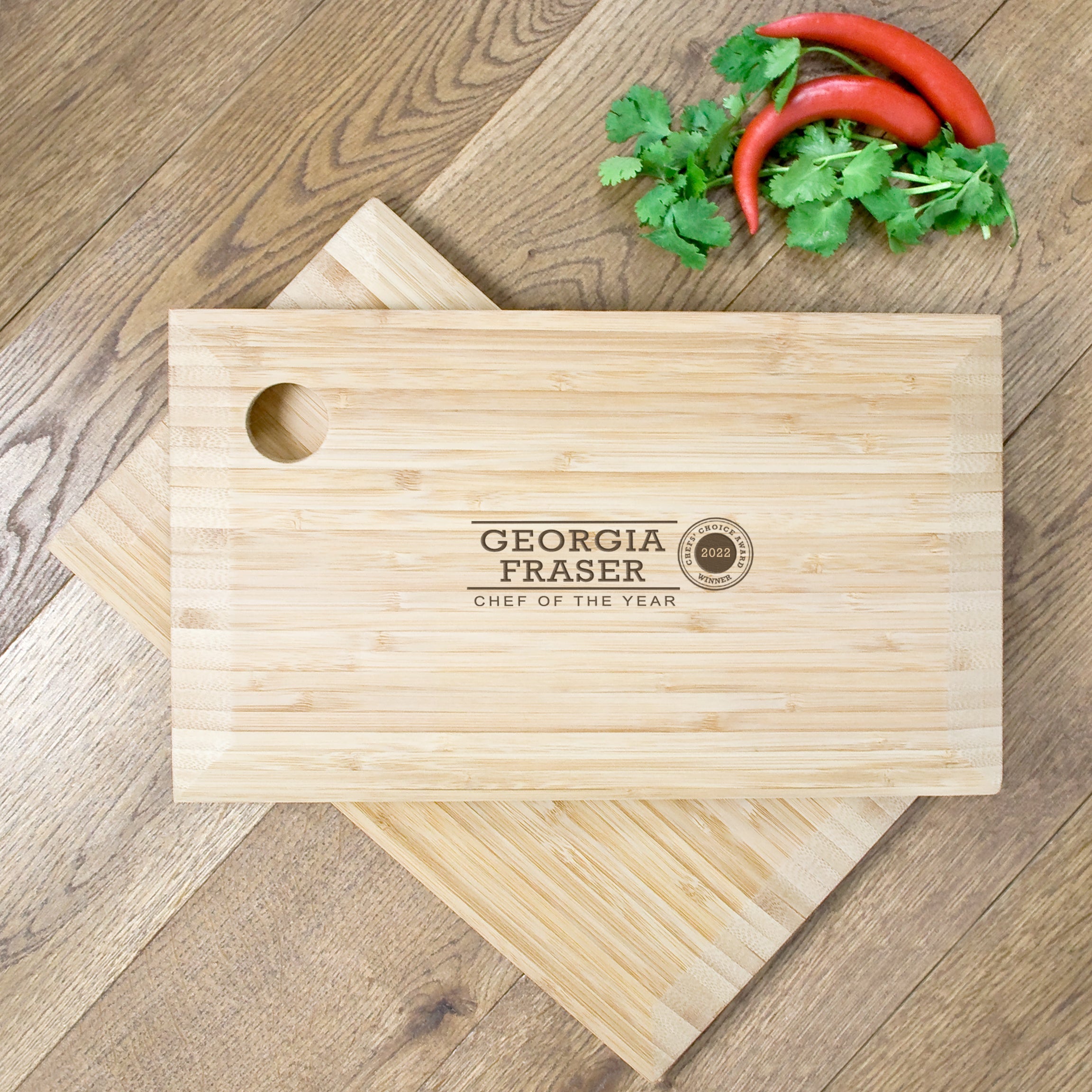 Personalised Chef of the Year Bamboo Chopping Board