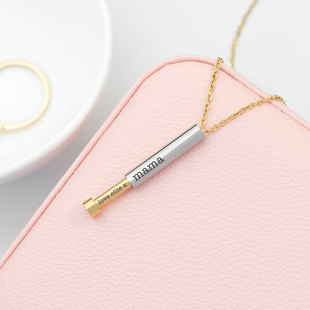 Personalised Gold and Silver Round Hidden Message Women's Necklace