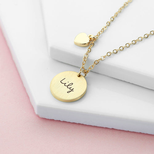 Personalised Summer Style Heart and Disc Necklace Spesh Gifts