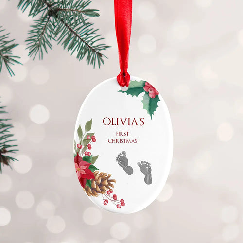 Personalised Baby's First Christmas Oval Ornament Spesh Gifts