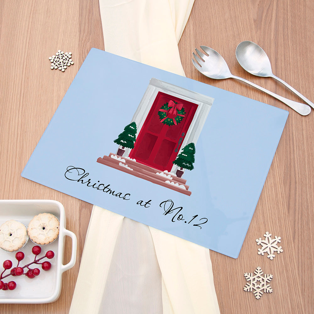 Personalised Christmas Door Glass Worktop Saver