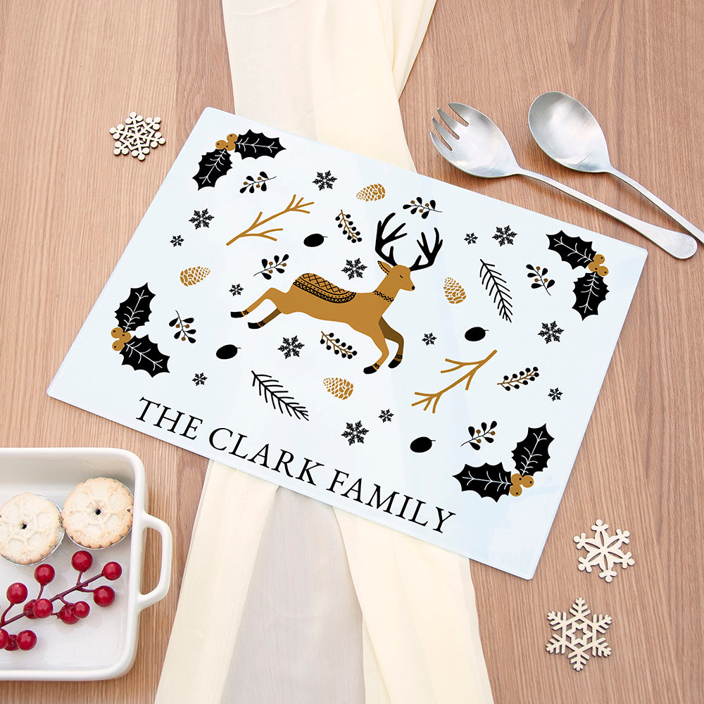 Personalised Nordic Woodland Glass Worktop Saver