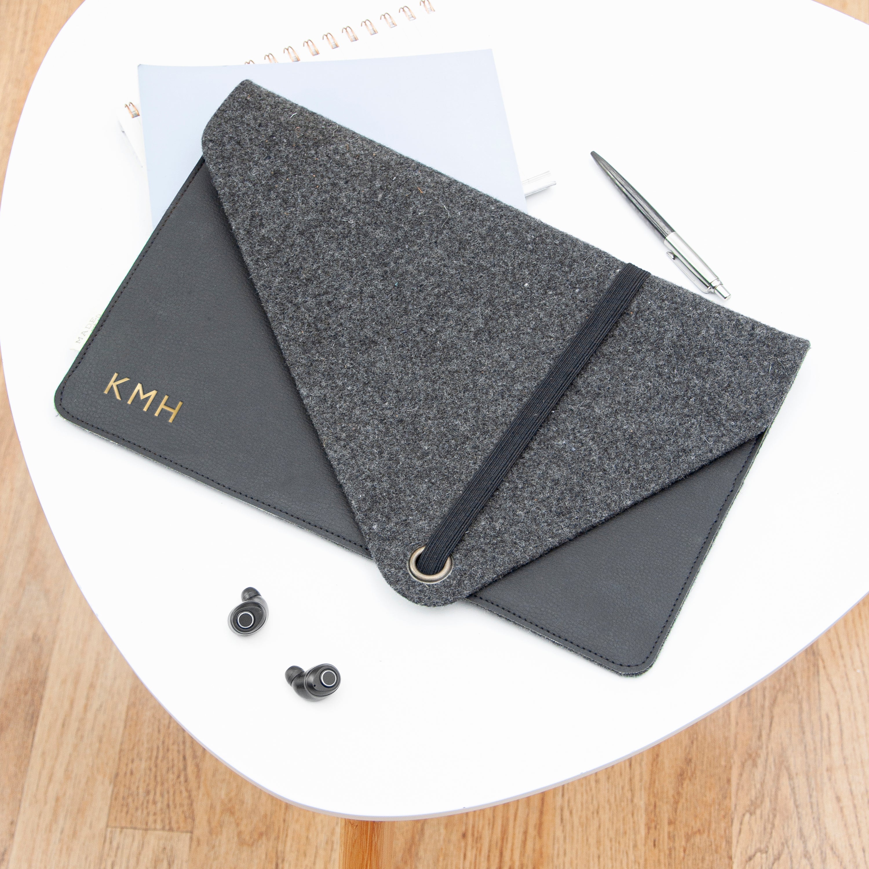 Monogrammed Apple Leather Laptop Case