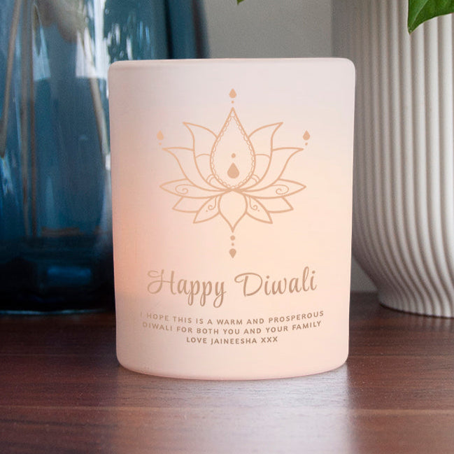 Personalised Diwali Lotus Candle Holder