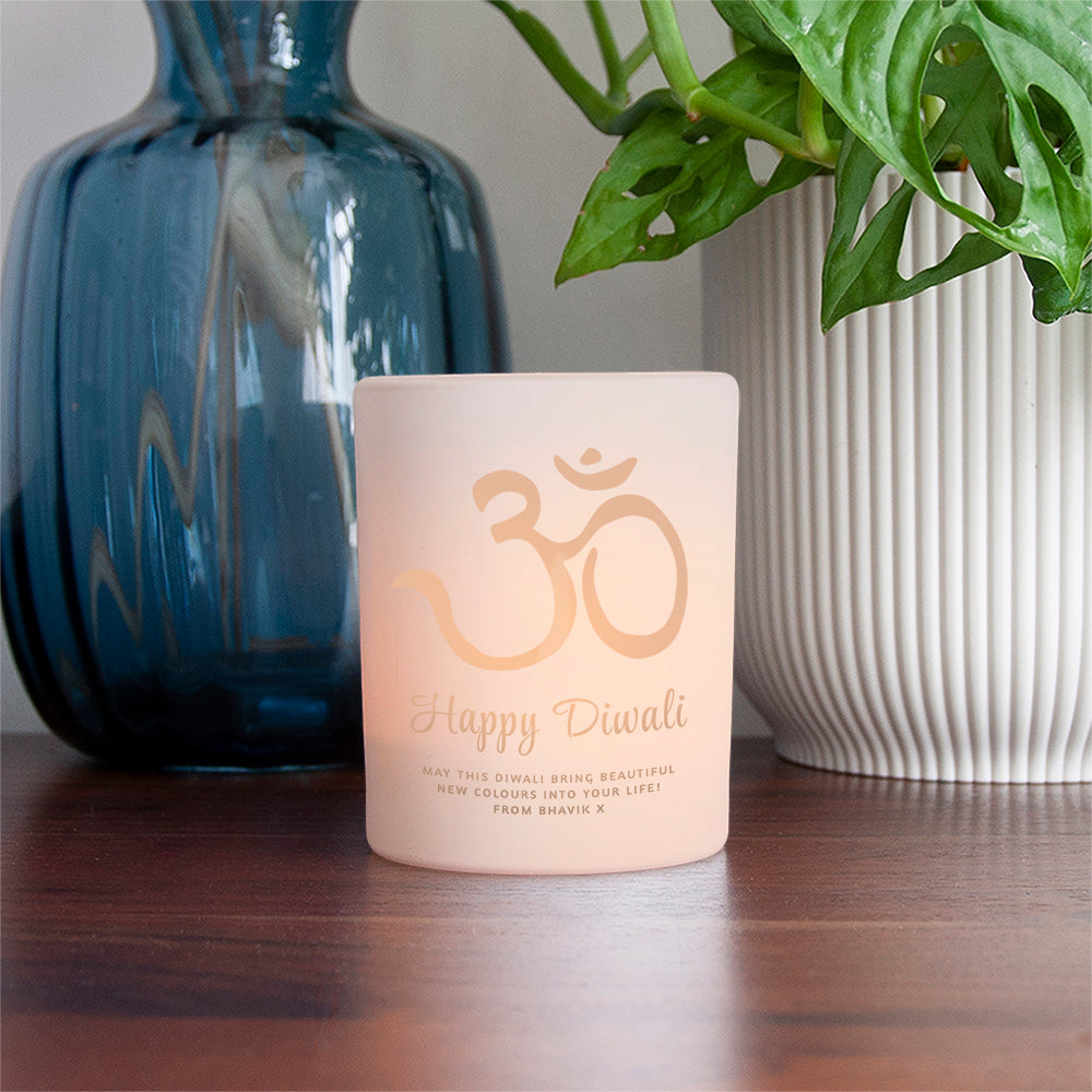 Personalised Diwali Om Symbol Candle Holder