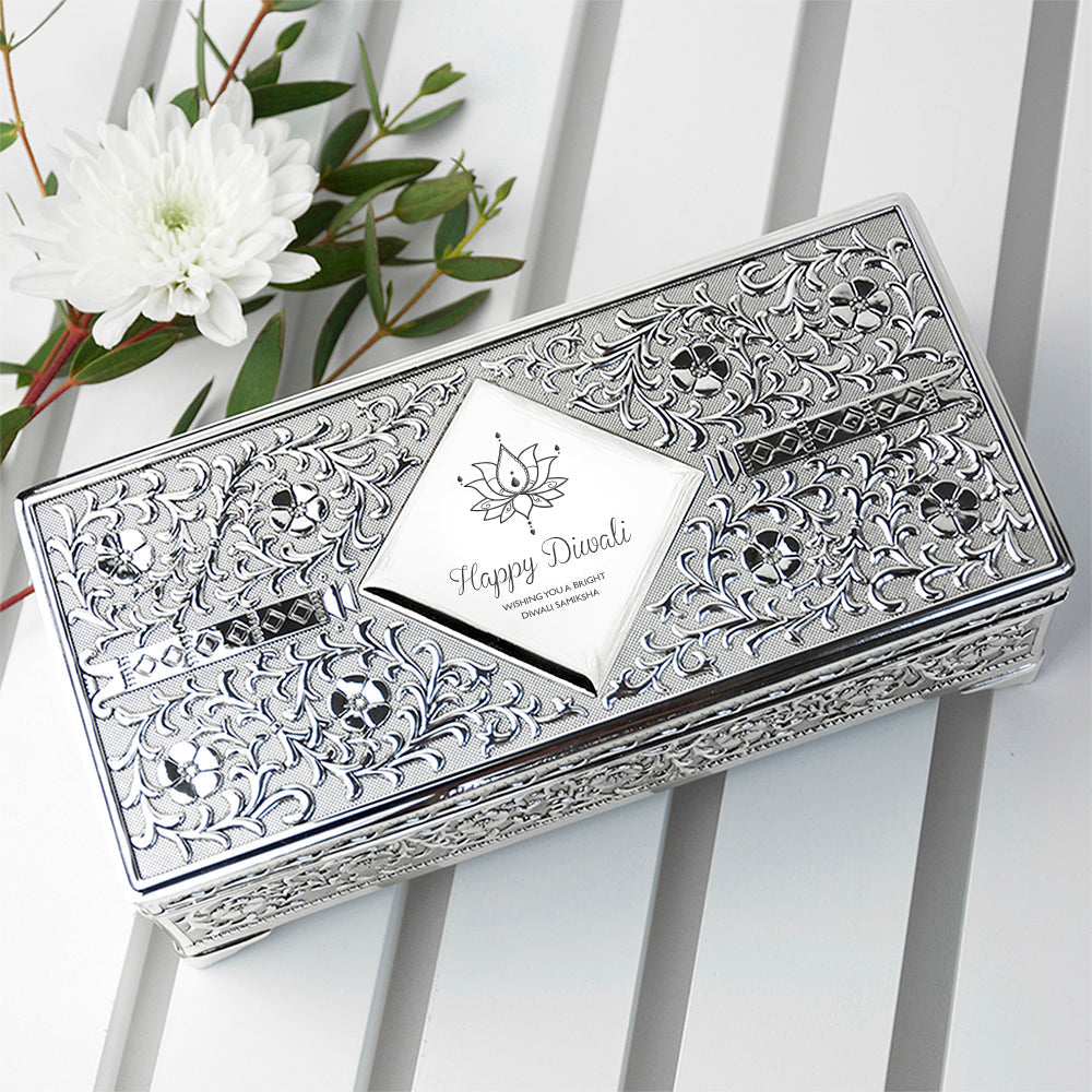 Personalised Silver Plated Diwali Trinket Box