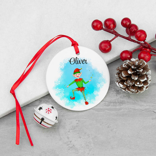 Personalised Playful Elf Christmas Ornament Spesh Gifts