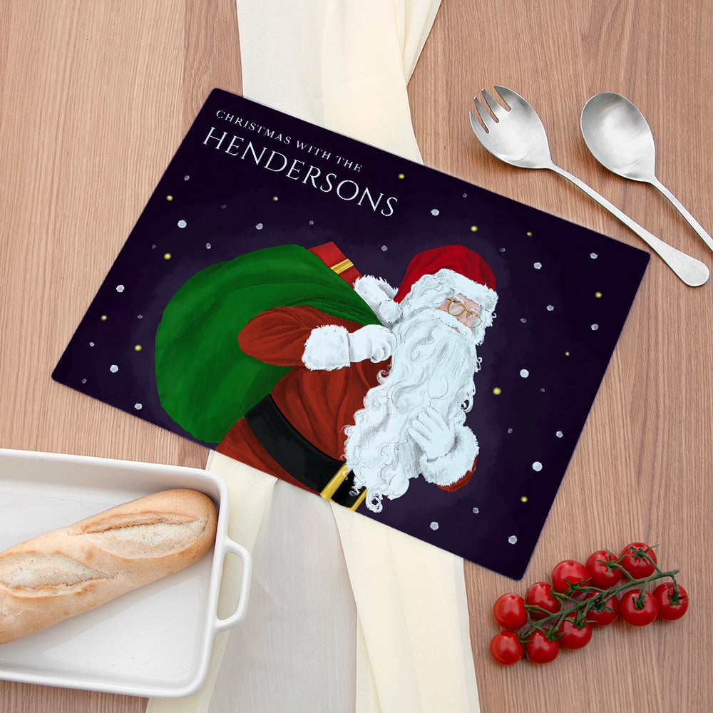 Personalised Christmas Santa Glass Worktop Saver