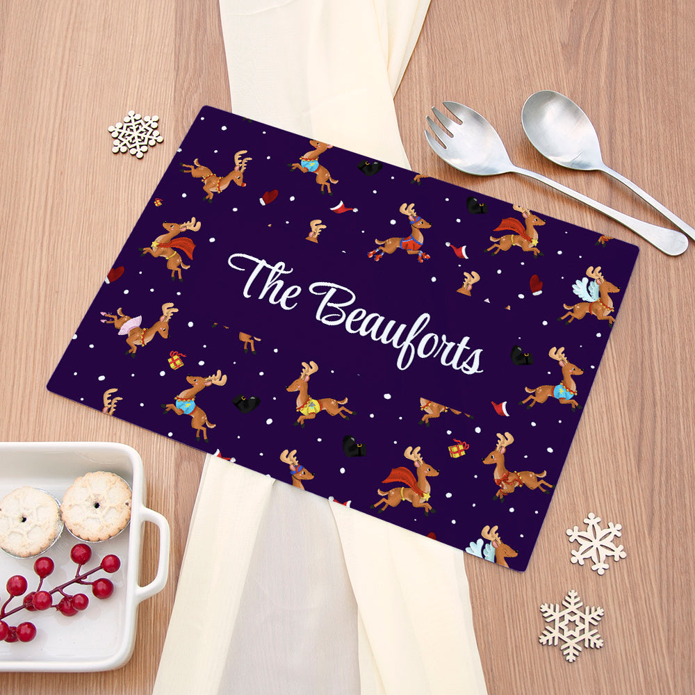Personalised Christmas Reindeer Glass Worktop Saver