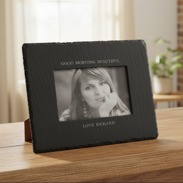 Personalised Slate Landscape Photo Frame