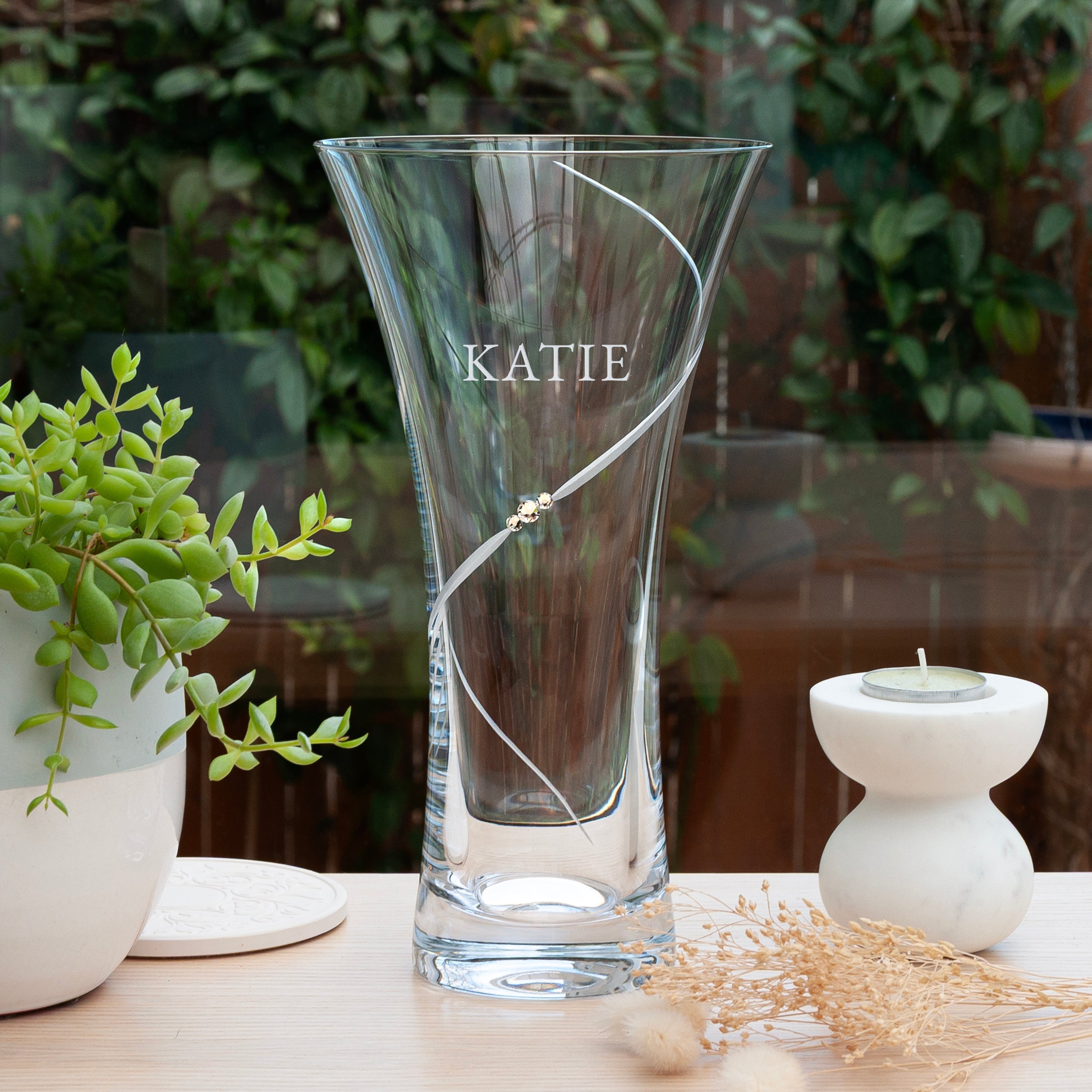 Personalised Hollow Sided Vase with Swarovski Crystals