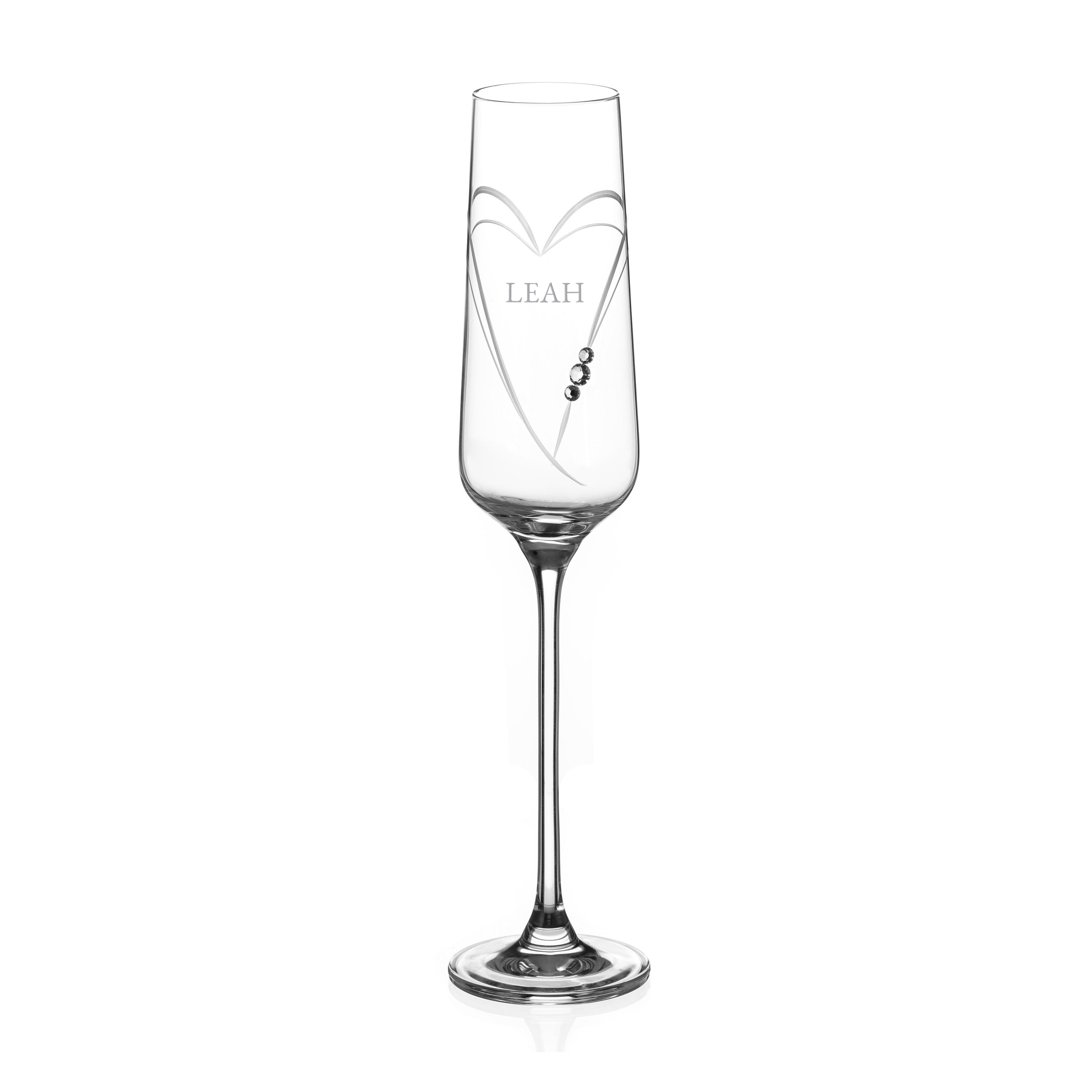 Personalised Hearts Champagne Flute with Swarovski Crystals
