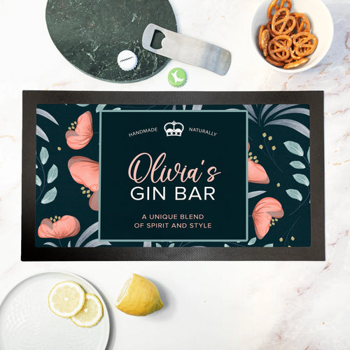 Personalised Blooming Gin Bar Mat Spesh Gifts