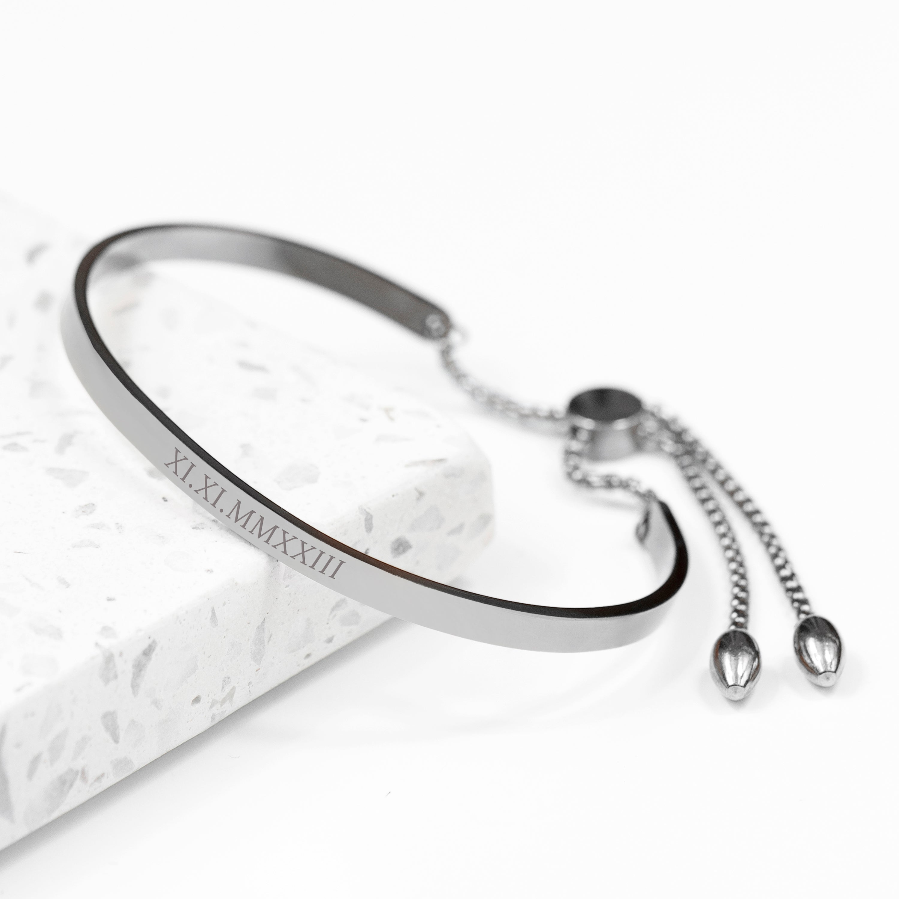 Personalised Silver Affirmation Bangle Bracelet