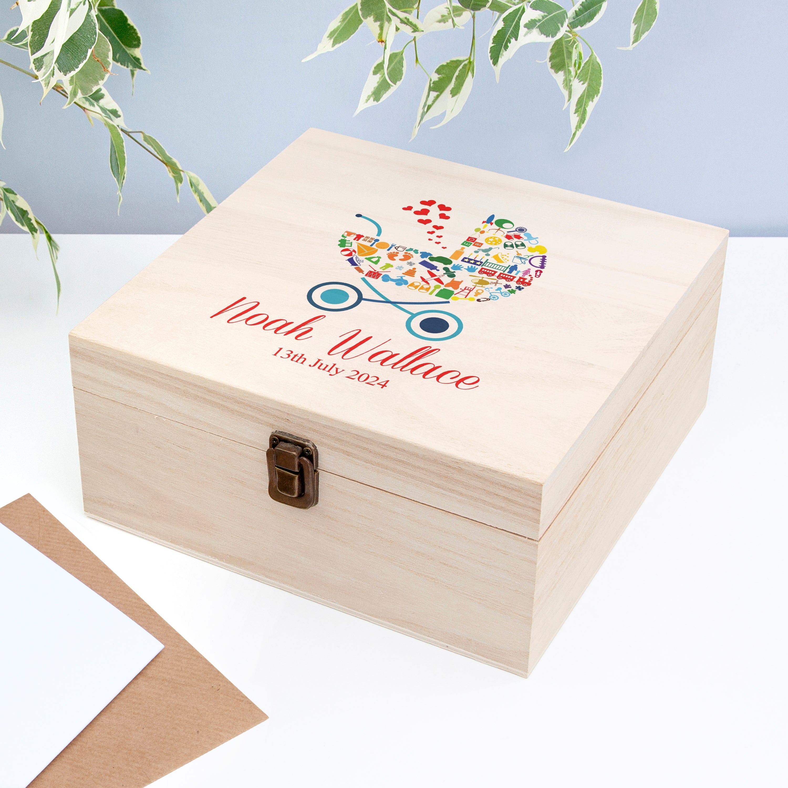 Personalised Pram Baby Boy Memory Box