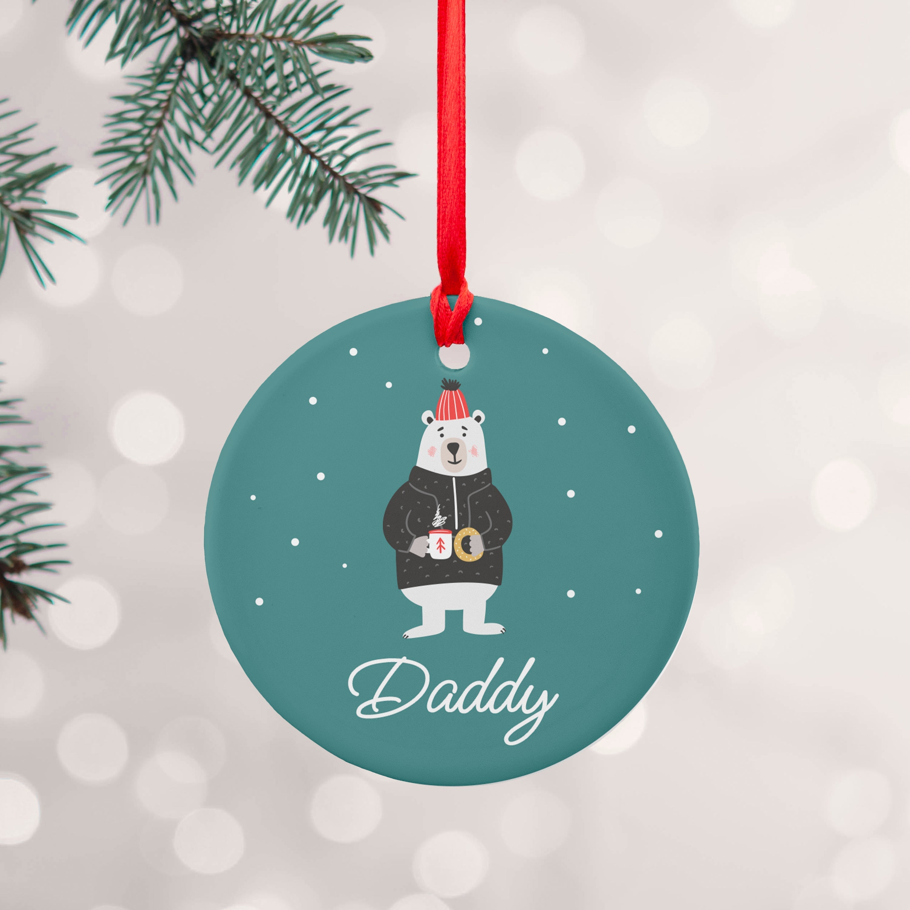 Personalised Polar Bear Ceramic Christmas Decoration