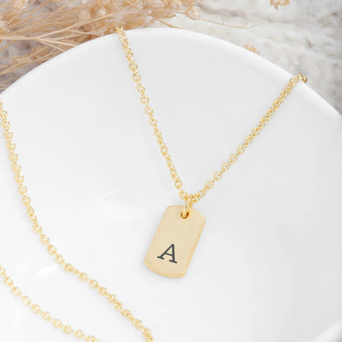 Monogrammed Gold Tag Necklace Spesh Gifts