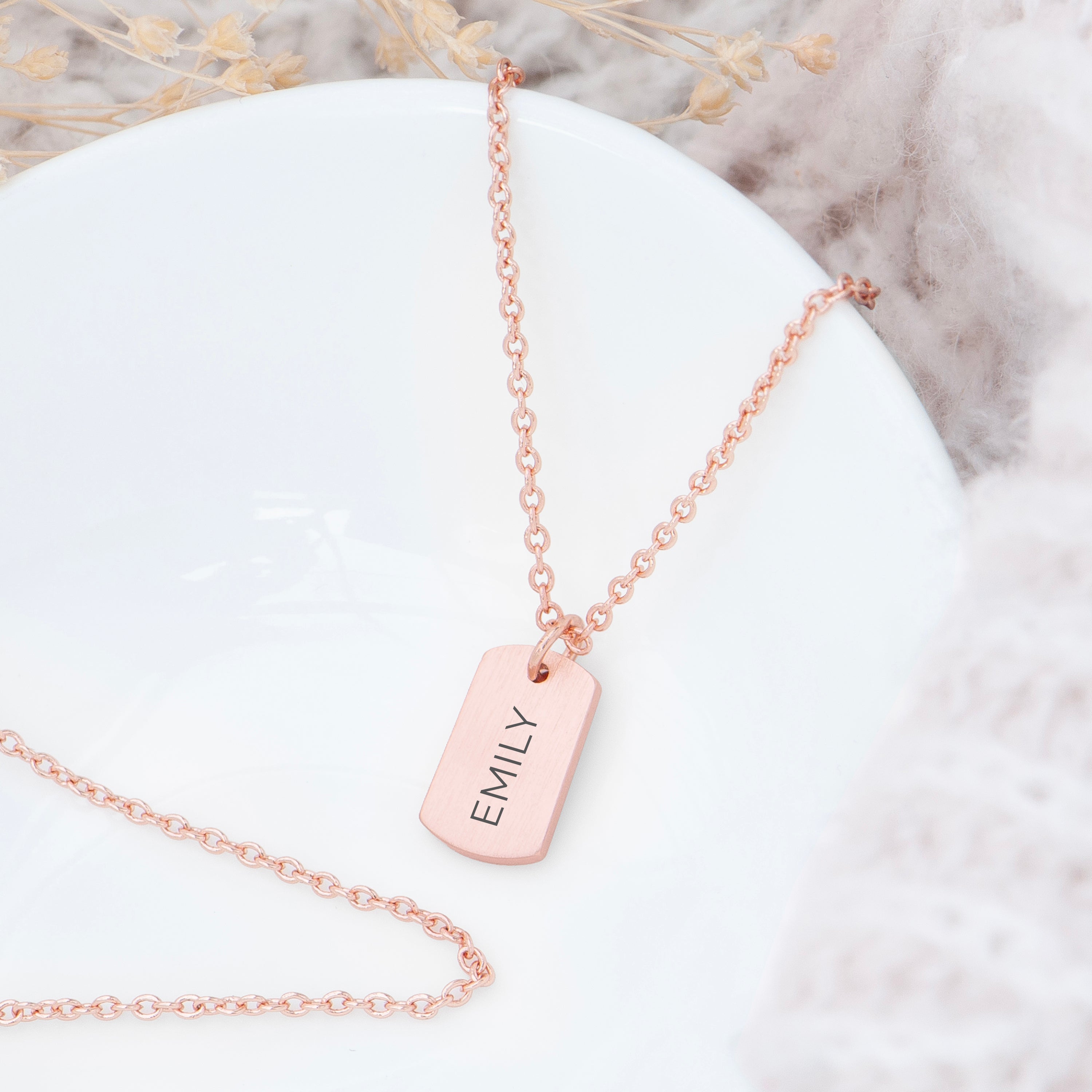 Personalised Rose Gold Name Tag Necklace