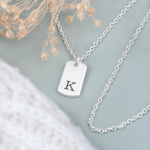 Monogrammed Silver Tag Necklace Spesh Gifts
