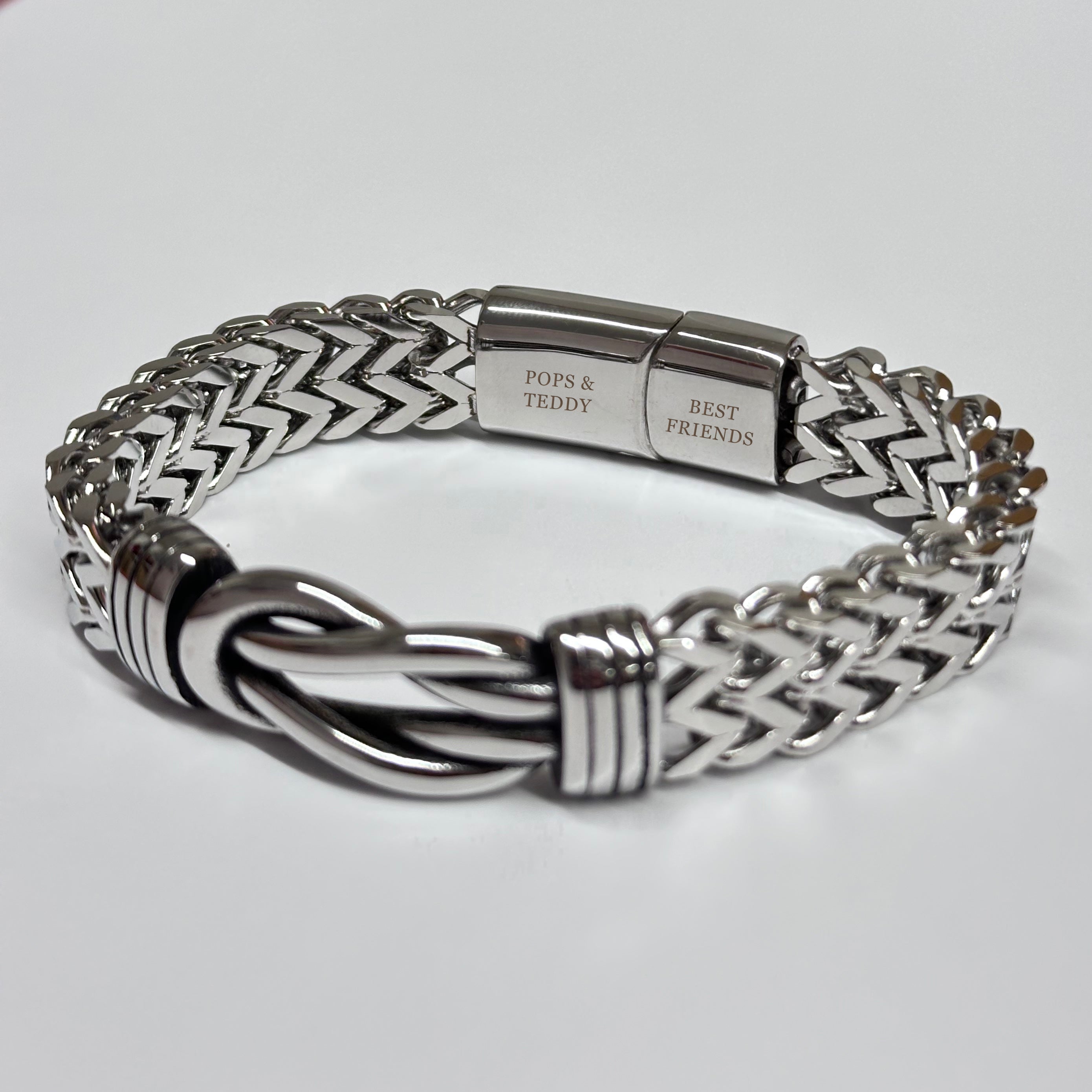 Personalised Men's Woven Stainless Steel Infinity Knot Bracelet