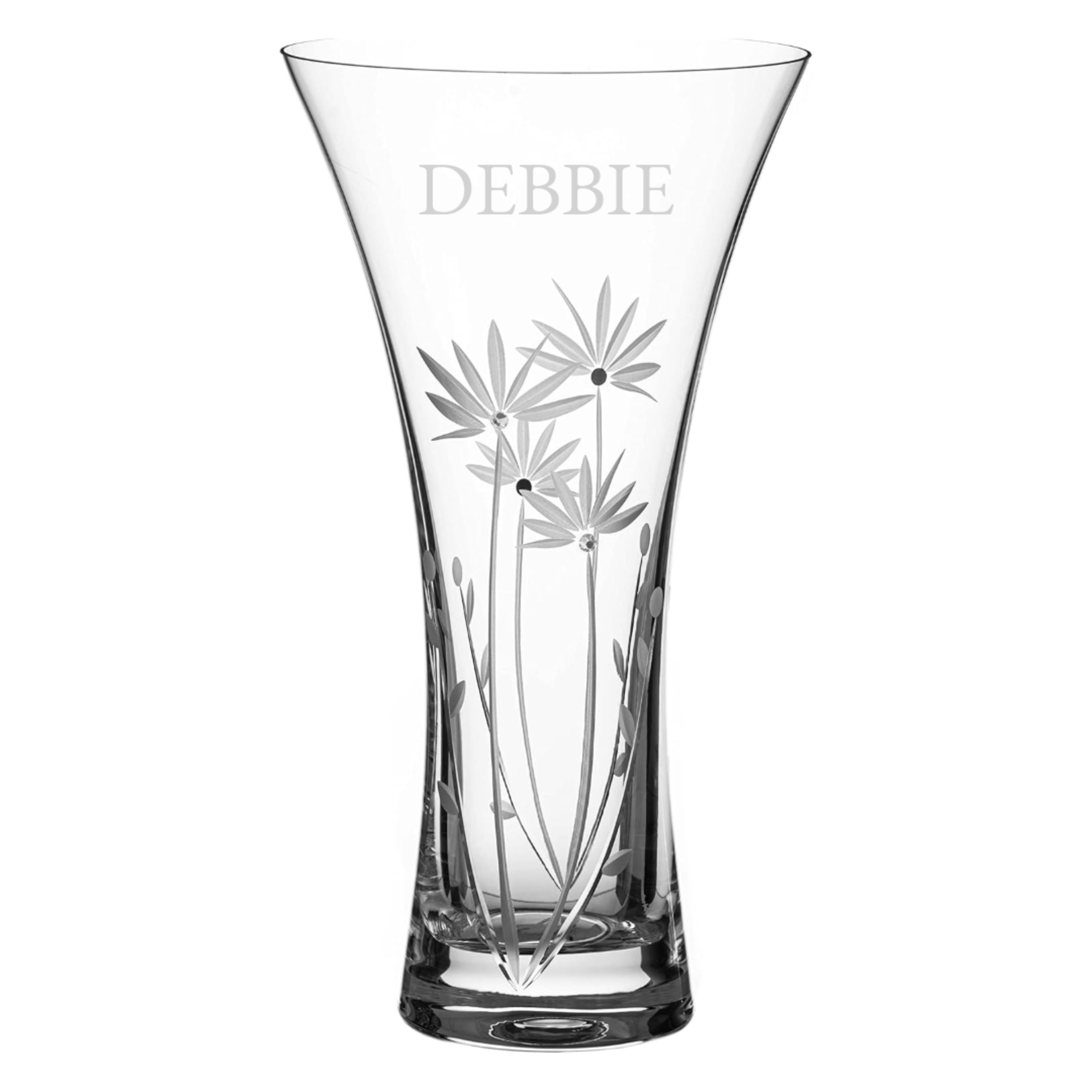 Personalised Floral Trumpet Vase with Swarovski Crystals