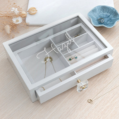 Personalised Luxury Glass Drawer Jewellery Box Spesh Gifts