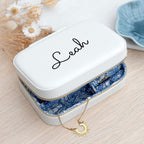 Personalised White and Blue Floral Jewellery Case