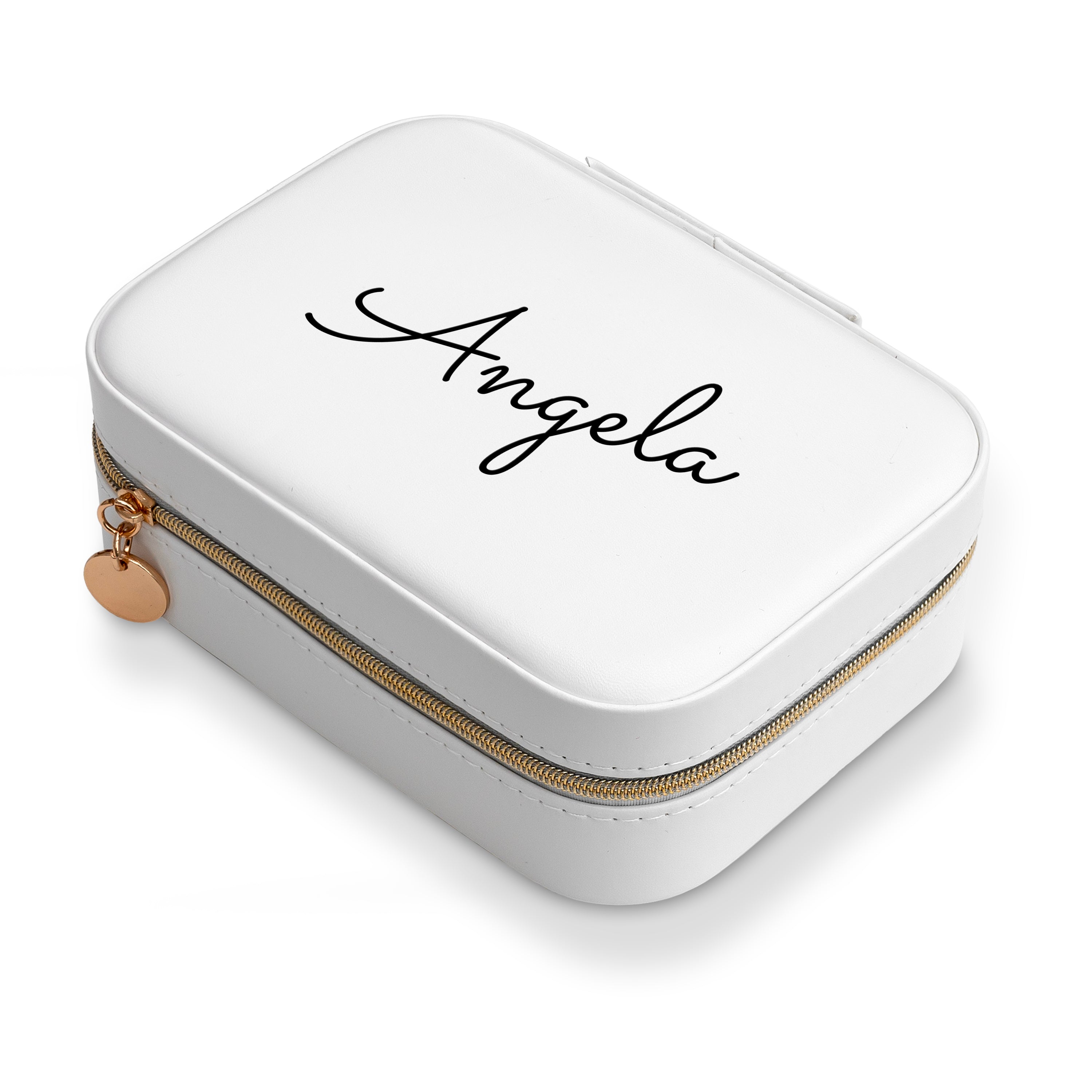 Personalised White and Blue Floral Jewellery Case