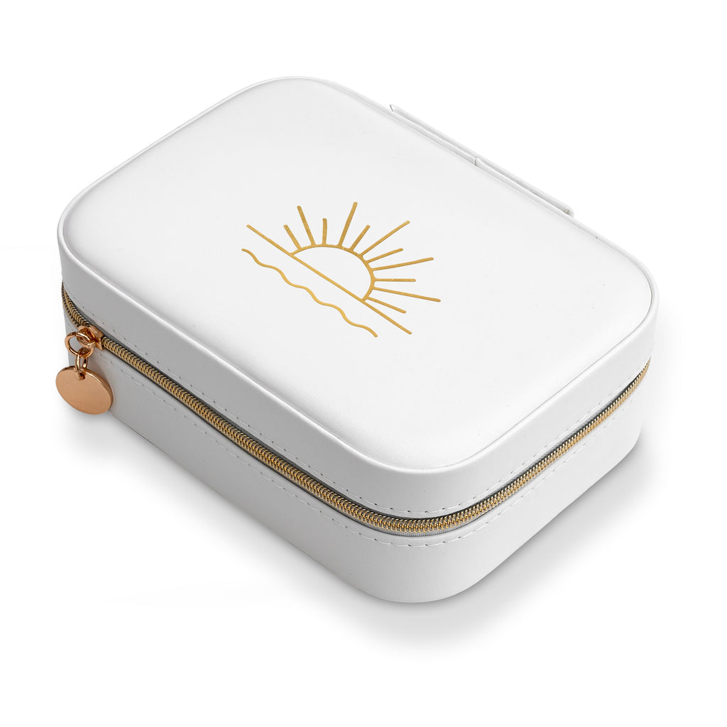 White and Blue Floral Sunset Trinket Box