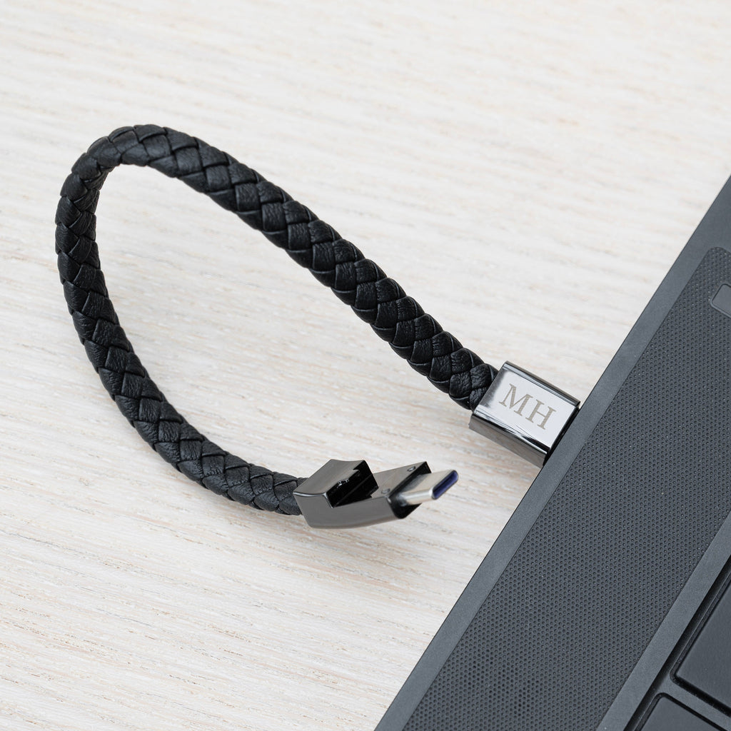 Personalised Men's USB-C to USB-A Charger Bracelet