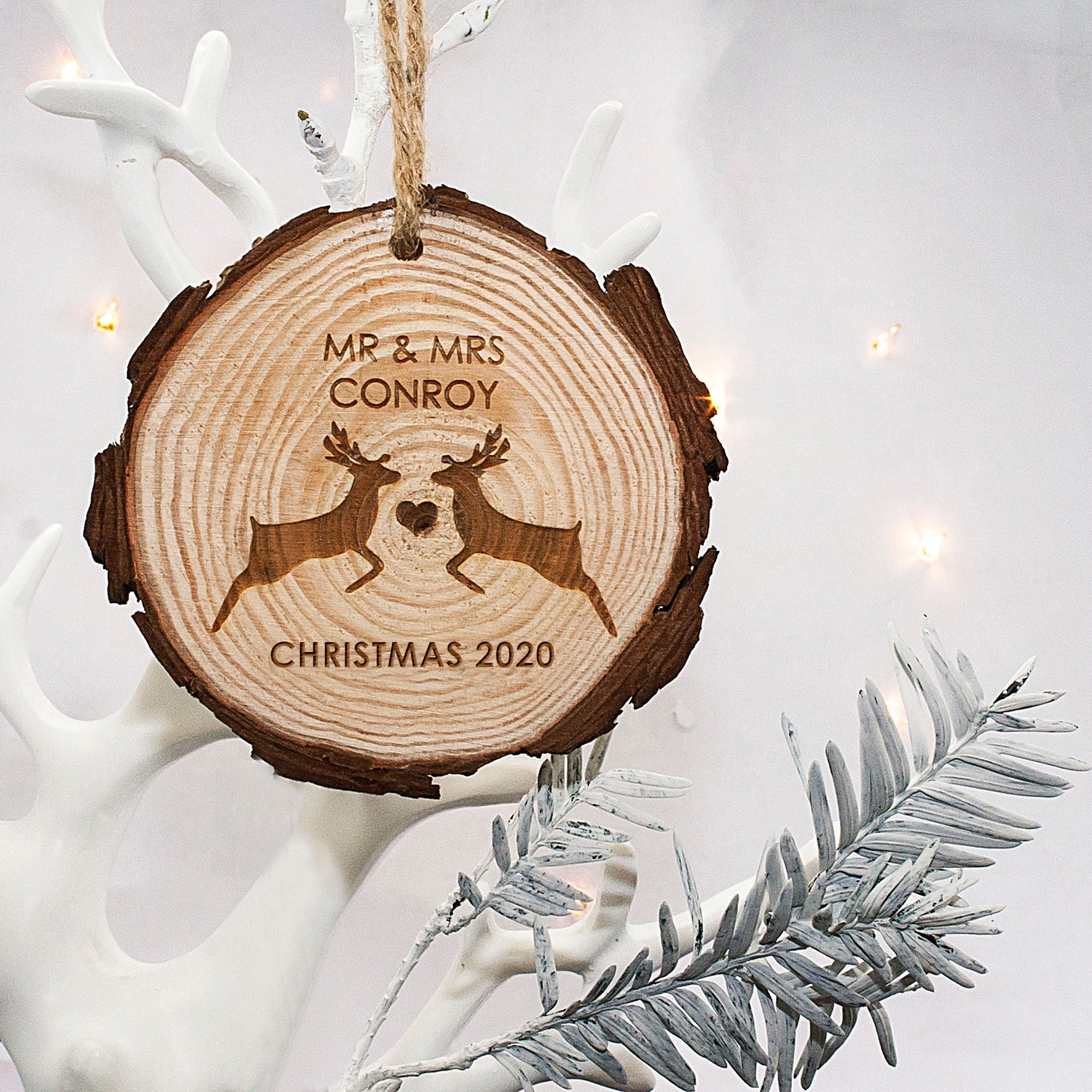 Personalised Couple's Reindeer Hanging Decoration