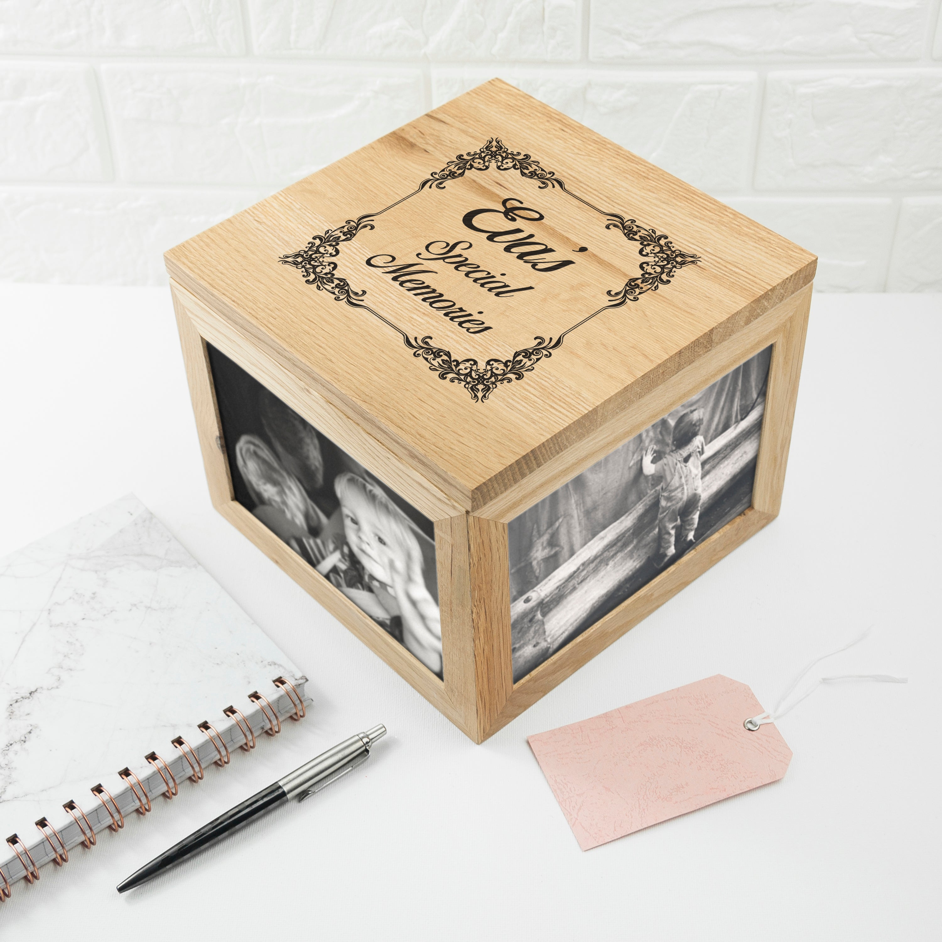 Personalised Vintage Style Special Memories Oak Photo Keepsake Box
