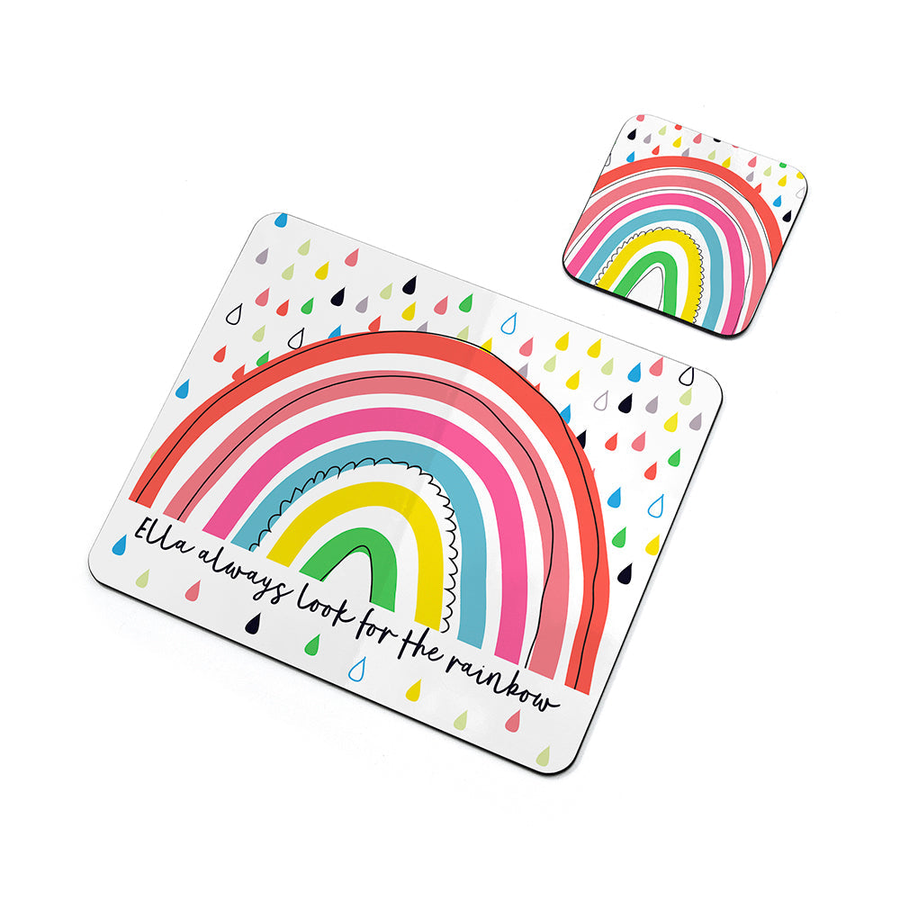 Colorful rainbow design on a white background
