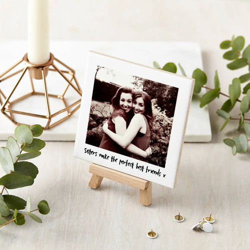 Personalised Ceramic Sister's Photo and Mini Easel Spesh Gifts