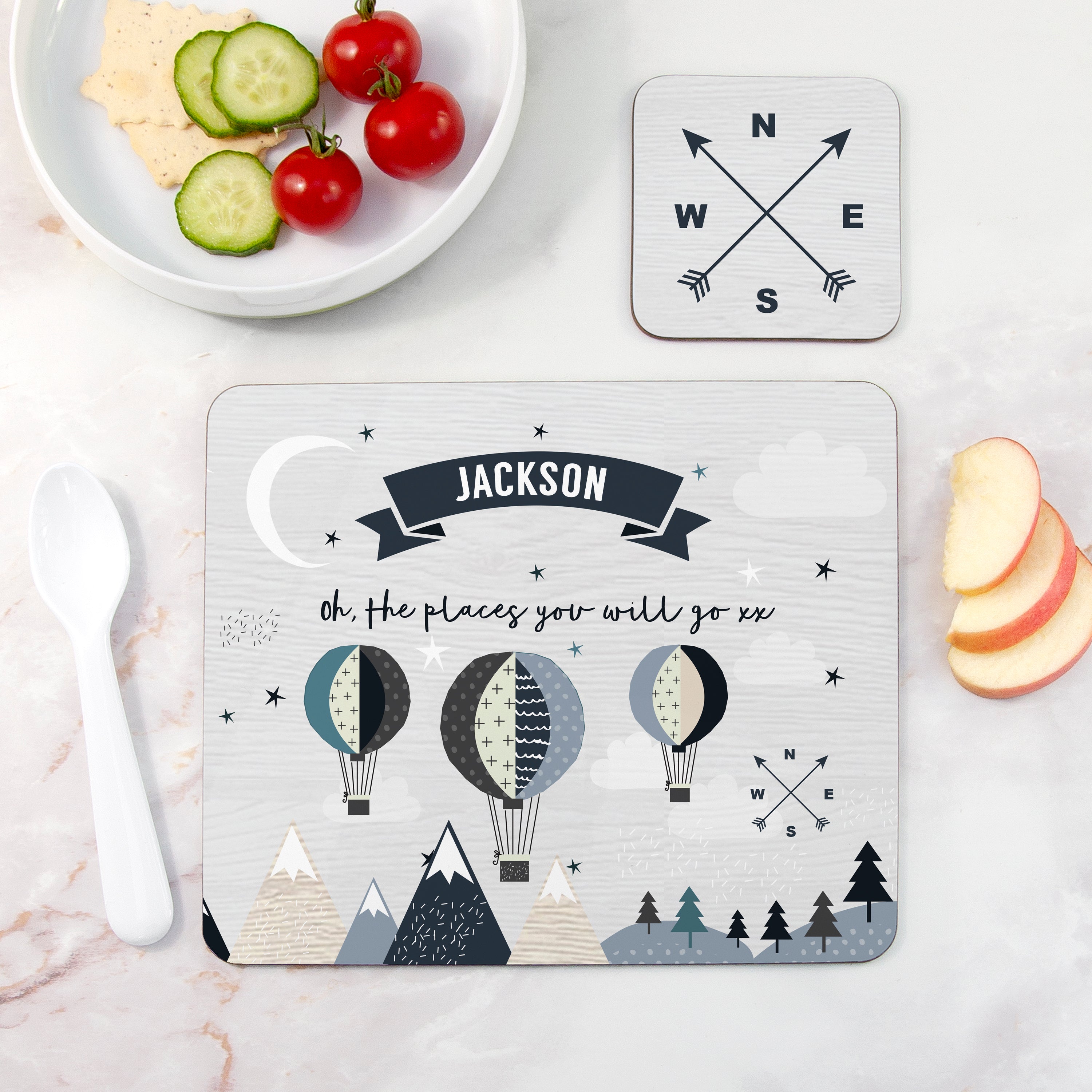 Personalised Children's Hot Air Balloon Placemat Set