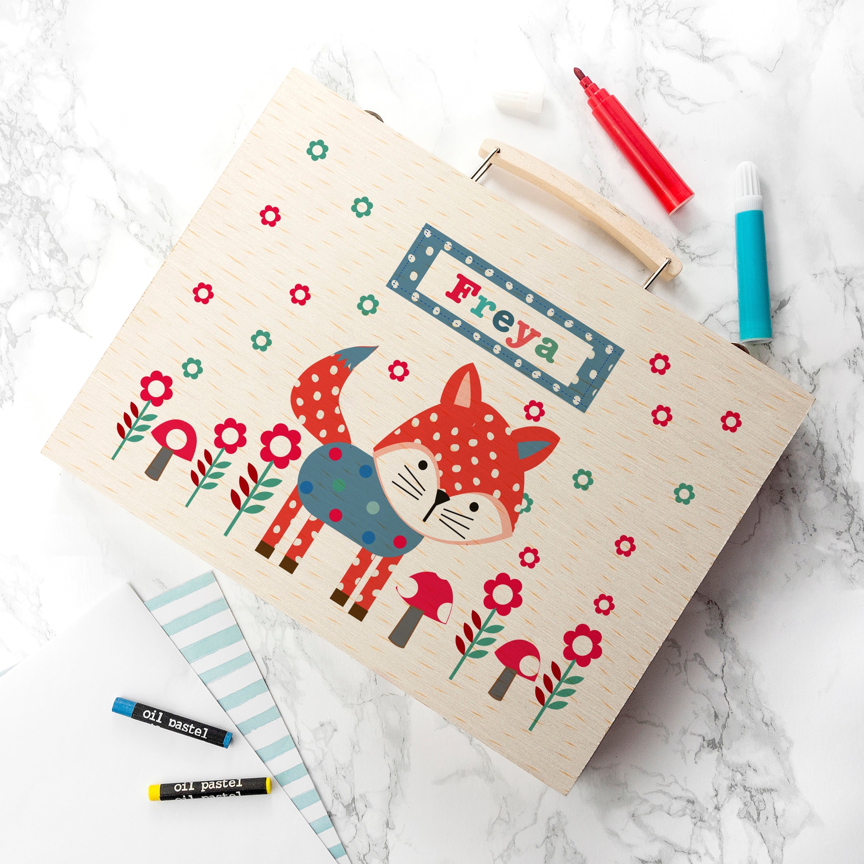 Personalised Kid€™s Little Fox Colouring Set