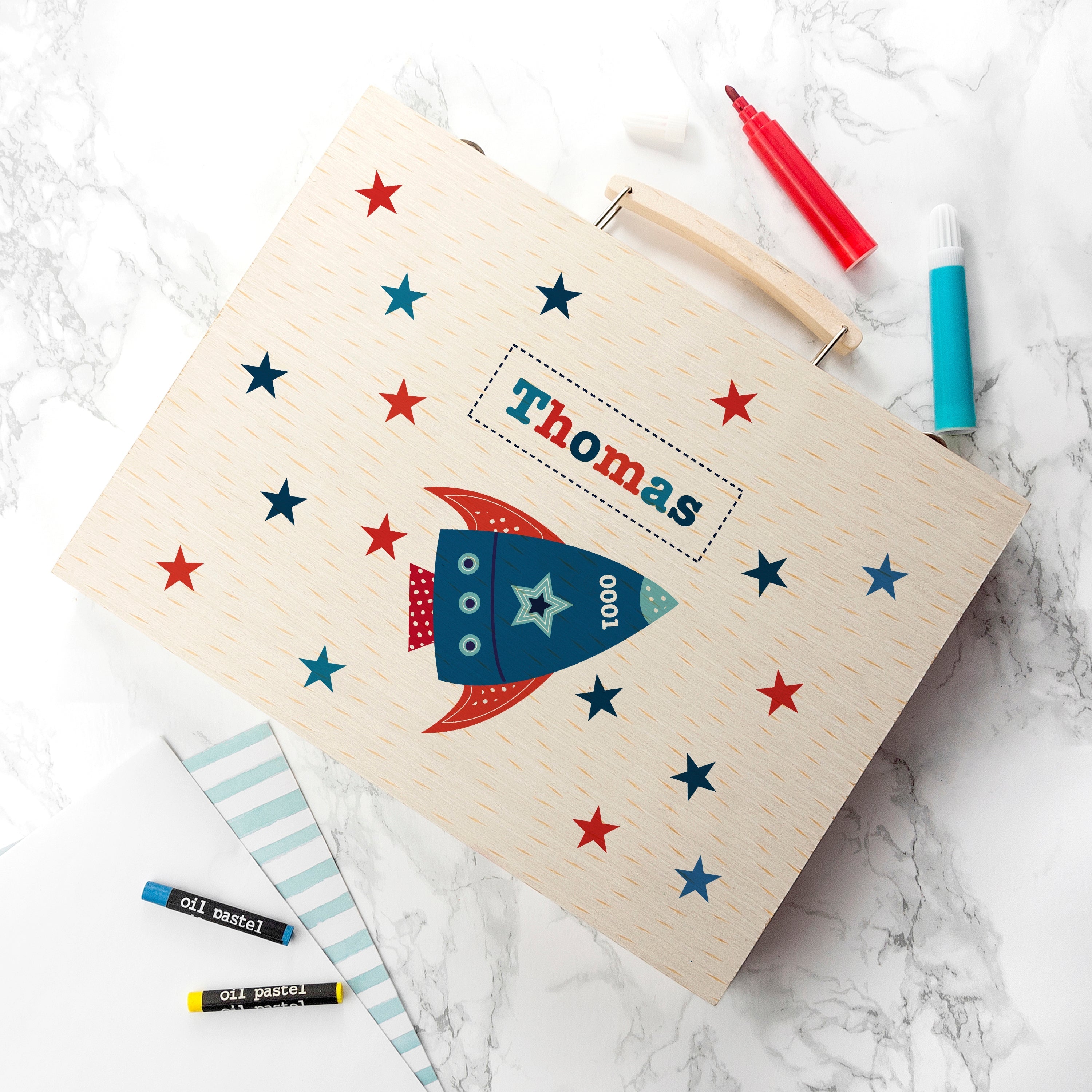 Personalised Kid€™s Space Rocket Colouring Set