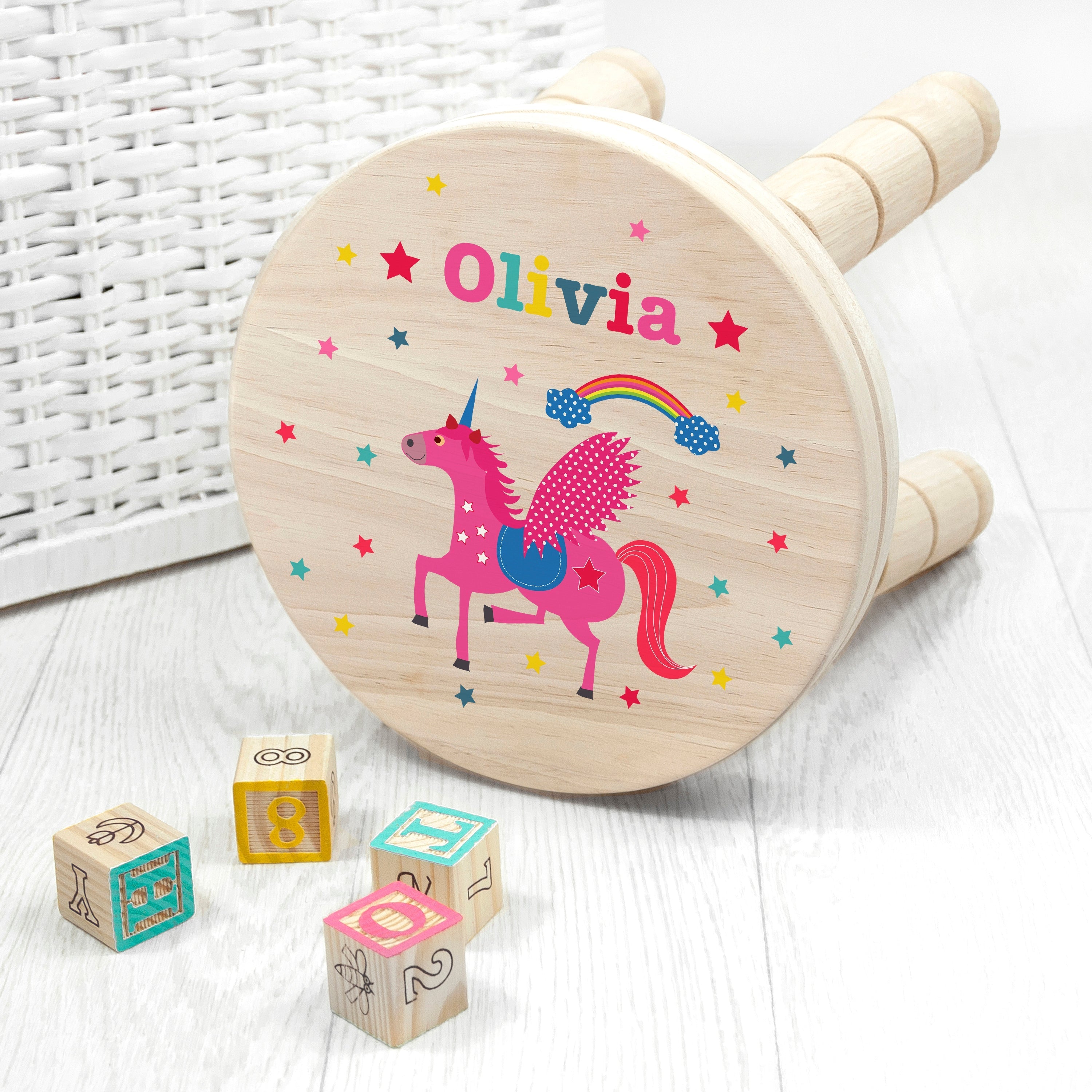 Personalised Kid€™s Unicorn Wooden Stool