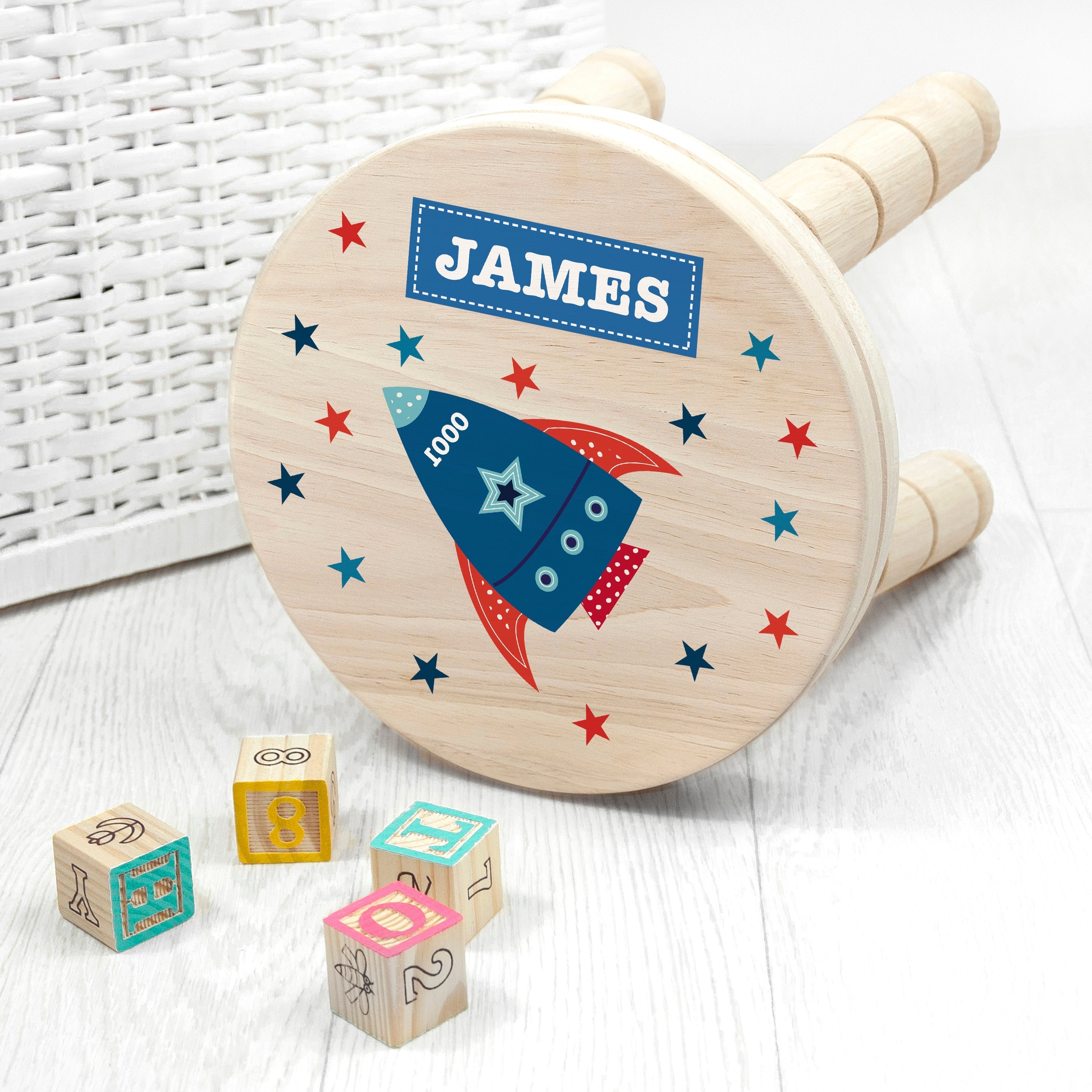 Personalised Kid€™s Rocket Wooden Stool