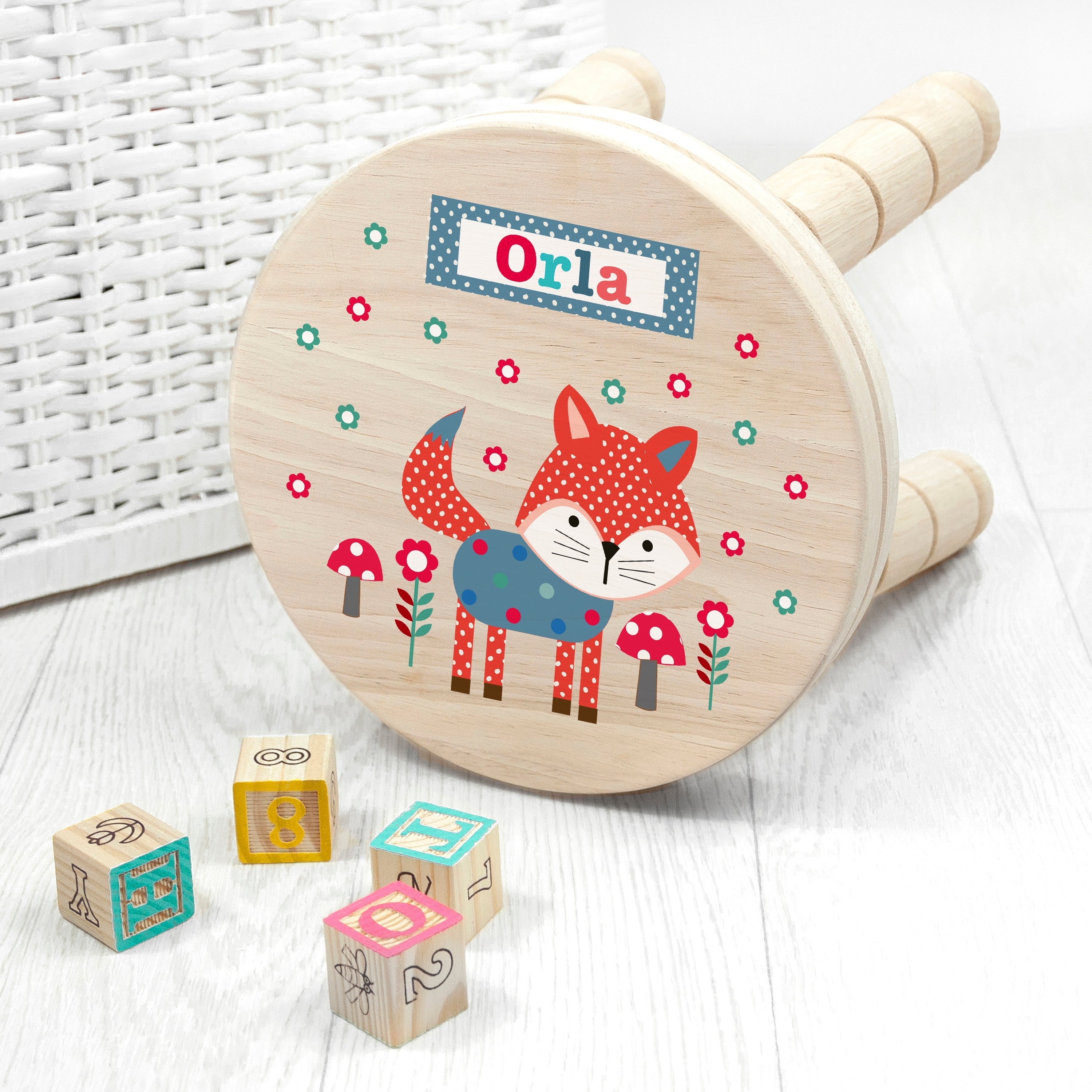 Personalised Kid€™s Fox Wooden Stool