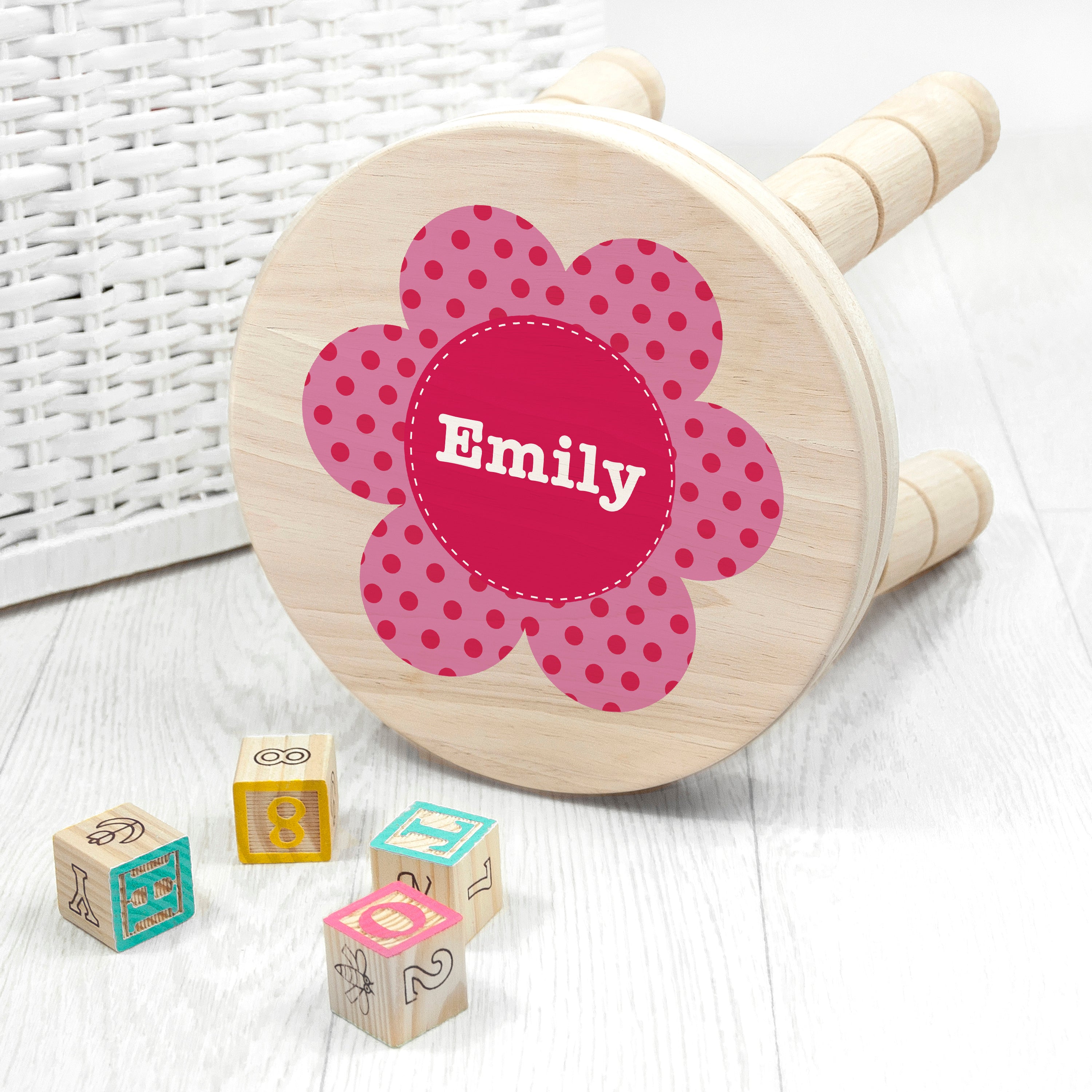 Personalised Kid€™s Flower Wooden Stool