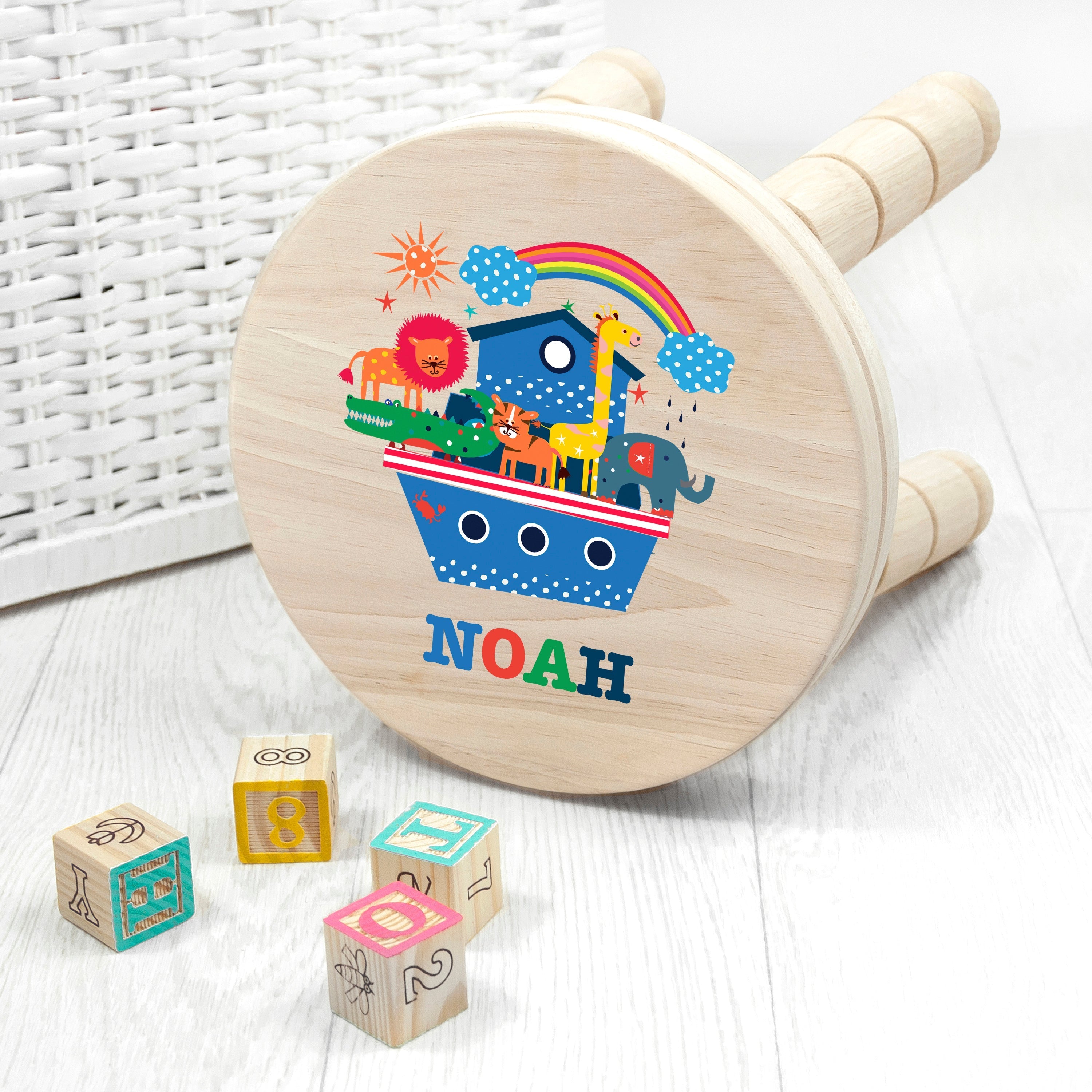 Personalised Kid€™s Noah's Ark Wooden Stool