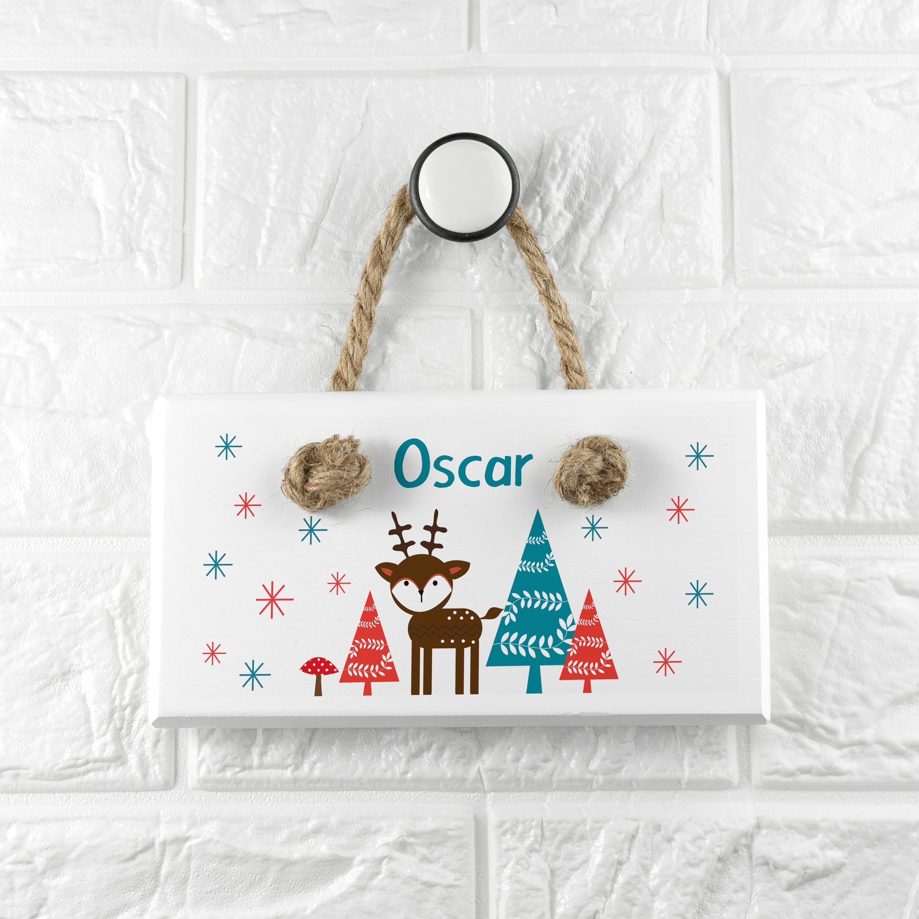 Personalised Kid€™s Reindeer Wooden Door Sign